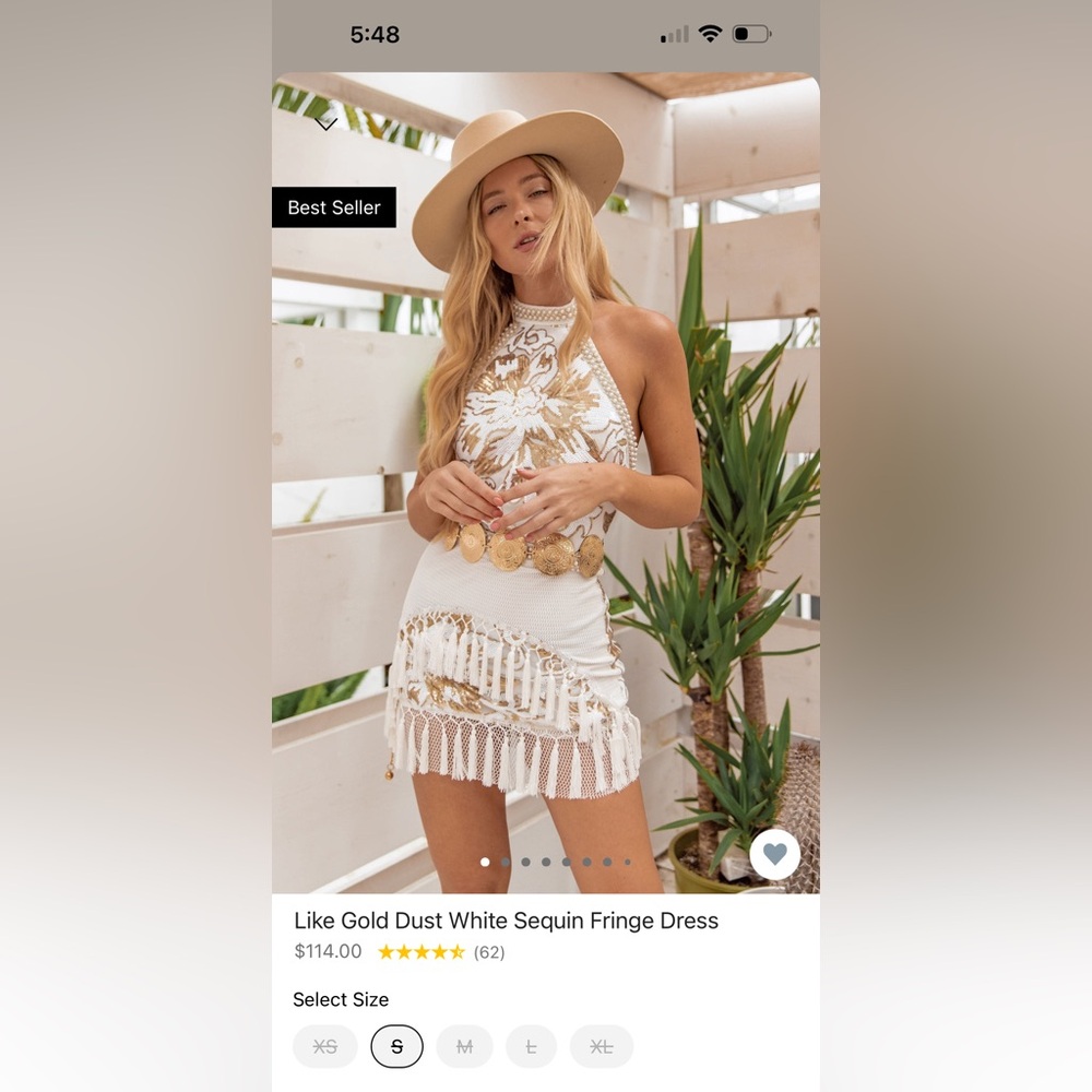 Like gold dust white sequin fringe dress - 12th tribe